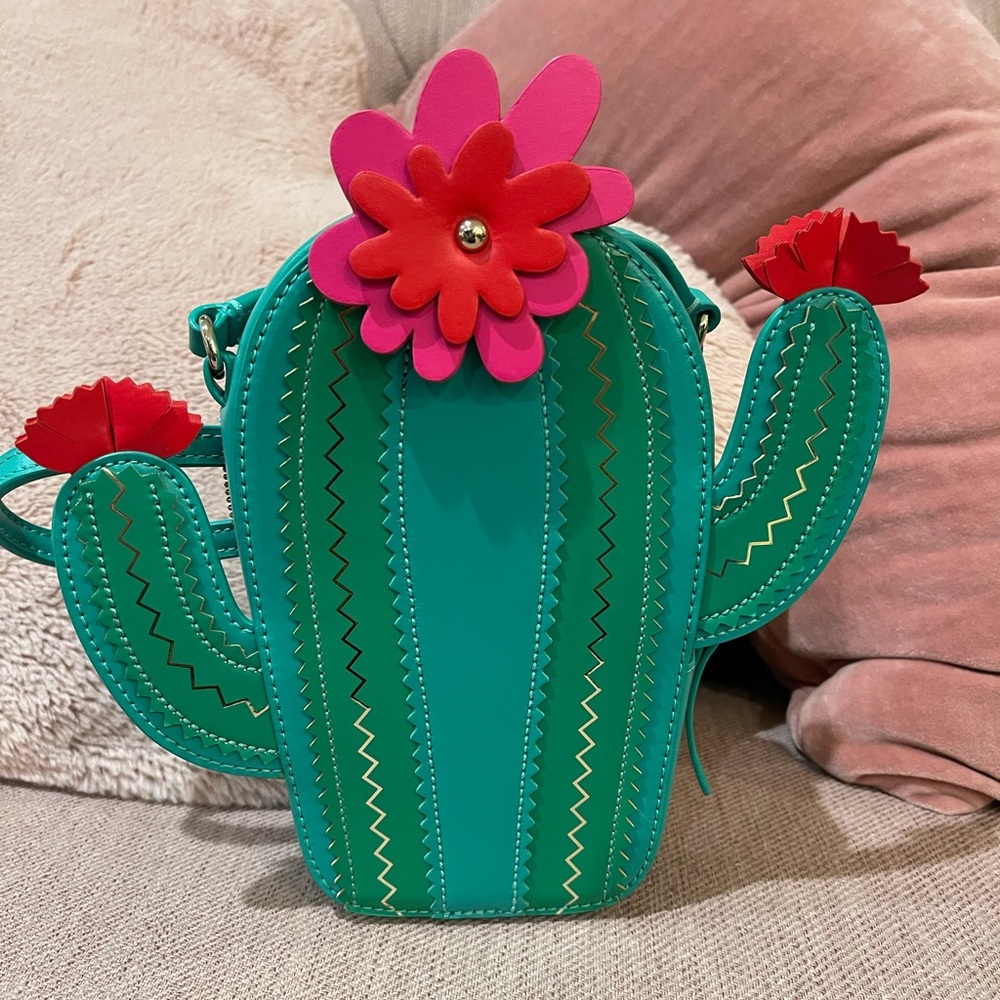 Kate Spade Green Cactus Crossbody Bag with Pink and Red Accents